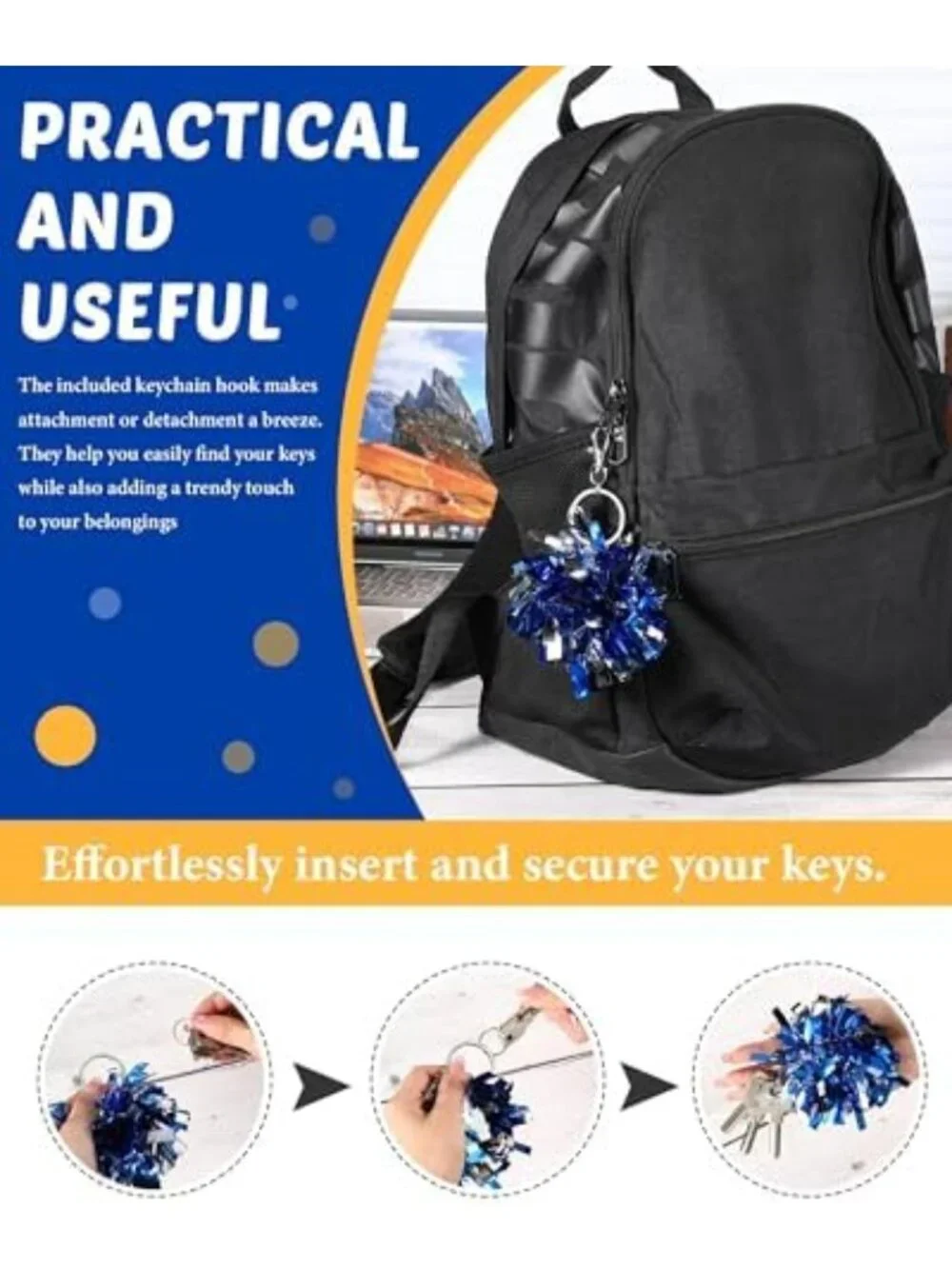 Cheerful Pom Pom Keychain - Cute Accessory for Bags, Backpacks & Keys